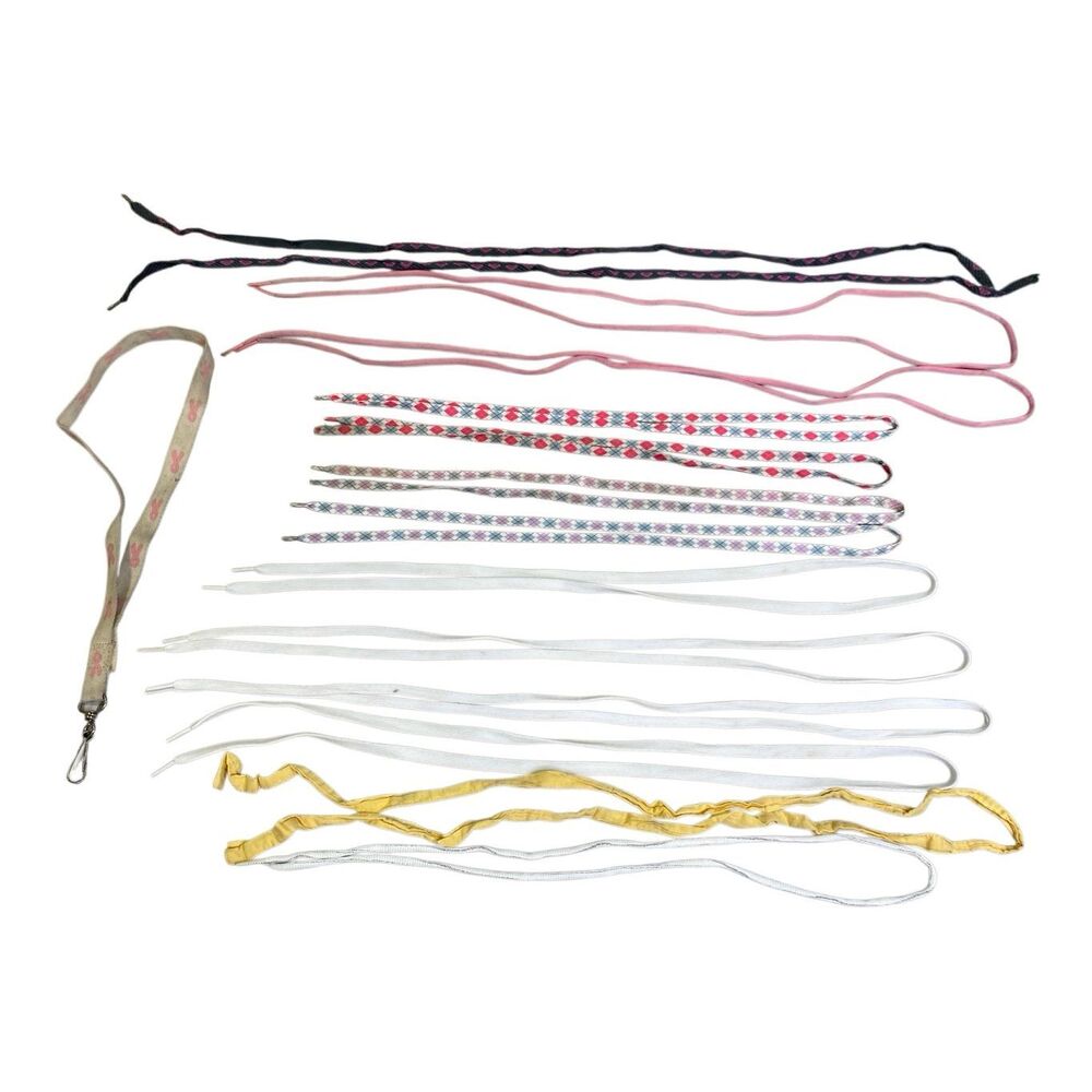 Mixed Shoelace Lot 6 Pairs Plus Lanyard Ribbon Craft Replacement Laces Bundle
